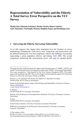 Representation of Vulnerability and the Elderly. a Total Survey Error Perspective on the VLV Survey