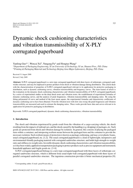 Dynamic Shock Cushioning Characteristics and Vibration Transmissibility of X-PLY Corrugated Paperboard