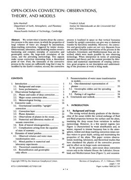 Open-Ocean Convection' Observations, Theory, and Models