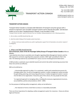 TRANSPORT ACTION CANADA Info@Transport-Action.Ca