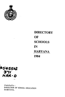Directory of Schools in Haryana 1984 D04070.Pdf