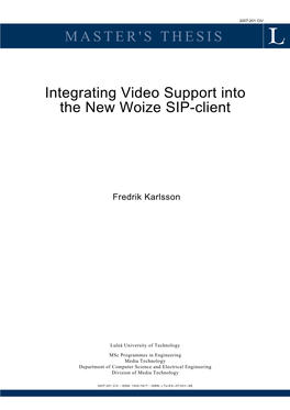MASTER's THESIS Integrating Video Support Into the New Woize SIP-Client