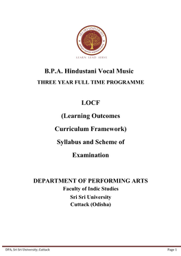 B.P.A. Hindustani Vocal Music LOCF (Learning