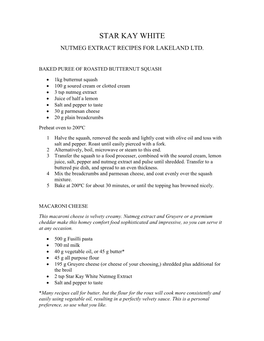 Star Kay White Nutmeg Extract Recipes for Lakeland Ltd