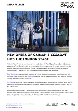 New Opera of Gaiman's Coraline Hits the London