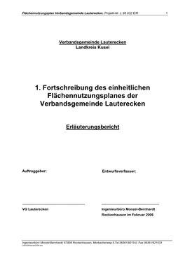 1. Fortschreibung Des Einheitlichen Flächennutzungsplanes Der Verbandsgemeinde Lauterecken