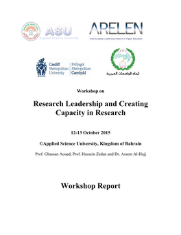 Research Leadership and Creating Capacity in Research Workshop