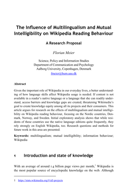 The Influence of Multilingualism and Mutual Intelligibility on Wikipedia