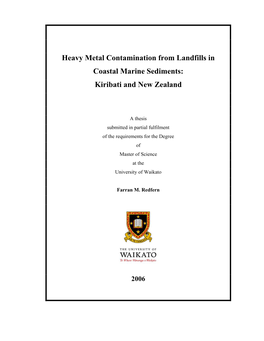 Heavy Metal Contamination from Landfills in Coastal Marine Sediments: Kiribati and New Zealand