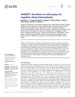 AANAT1 Functions in Astrocytes to Regulate Sleep Homeostasis