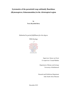Systematics of the Parasitoid Wasp Subfamily Banchinae (Hymenoptera; Ichneumonidae) in the Afrotropical Region