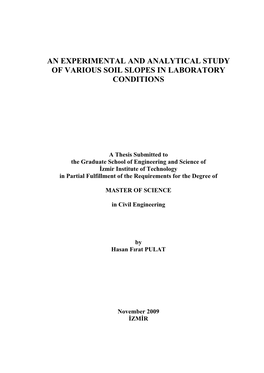 An Experimental and Analytical Study of Various Soil Slopes in Laboratory Conditions