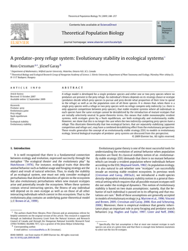 Theoretical Population Biology a Predator–Prey Refuge System