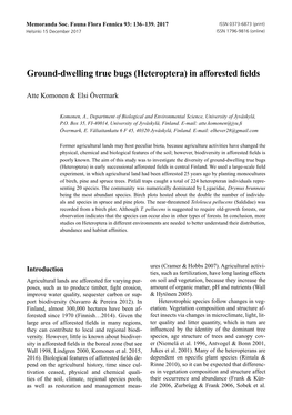 Ground-Dwelling True Bugs (Heteroptera) in Afforested Fields