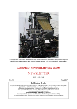 NEWSLETTER ISSN 1443-4962 No