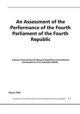 An Assessment of the Performance of the Fourth Parliament of the Fourth Republic