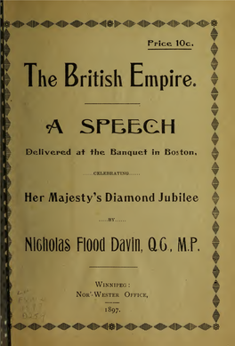 The British Empire, a Speech Delivered at the Banquet In