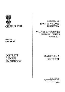 District Census Handbook, Mahesana, Part XIII-A & B, Series-5