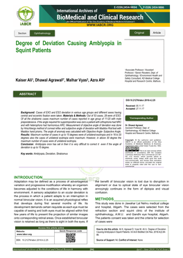 Degree of Deviation Causing Amblyopia in Squint Patients