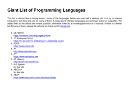 Giant List of Programming Languages