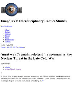 Imagetext: Interdisciplinary Comics Studies