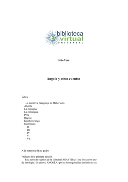Angola Y Otros Cuentos