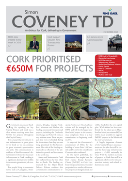 Cork Prioritised €650M for Projects