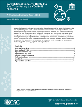 Constitutional Concerns Related to Jury Trials During the COVID-19 Pandemic