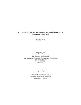 The Borough of Naugatuck and Naugatuck Economic Development Corporation 195 Water Street Naugatuck, CT