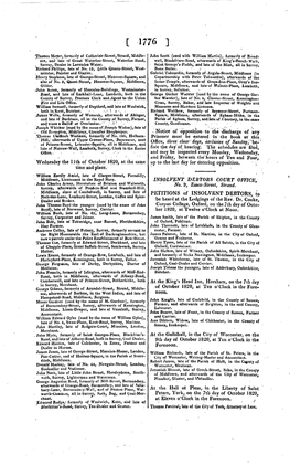 PETITIONS of INSOLVENT DEBTORS, to Nicholas-Lane, Lombard-Street, London, Coffee and Spice- Dealer and Broker