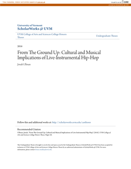 Cultural and Musical Implications of Live-Instrumental Hip-Hop Jonah Ullman