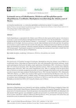 Systematic Survey of Lithothamnion, Melobesia and Mesophyllum Species (Hapalidiaceae, Corallinales, Rhodophyta) Recorded Along the Atlantic Coast of Mexico