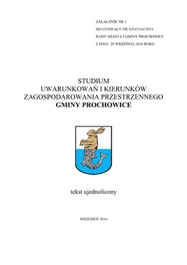 Studium Uwarunkowań I Kierunków Zagospodarowania Przestrzennego Gminy Prochowice