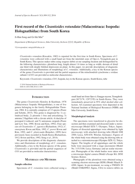 First Record of the Cleantioides Rotundata(Malacostraca: Isopoda