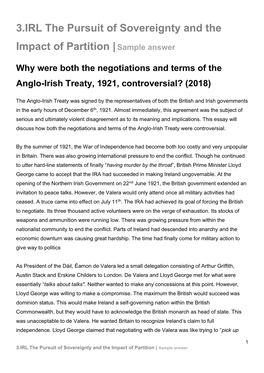 3.IRL the Pursuit of Sovereignty and the Impact of Partition | Sample Answer Mercury with a Fork”