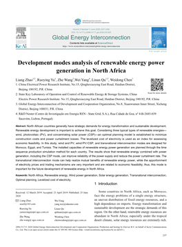 Development Modes Analysis of Renewable Energy Power Generation in North Africa