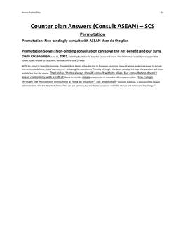 Counter Plan Answers (Consult ASEAN) – SCS Permutation Permutation: Non-Bindingly Consult with ASEAN Then Do the Plan