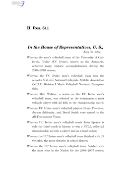 H. Res. 511 in the House of Representatives
