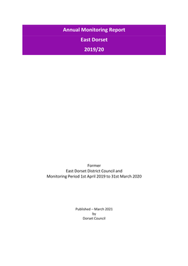 Annual Monitoring Report: East Dorset