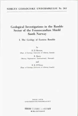 Geological Investigations in the Bamble Sector of the Fennoscandian Shield South Norway