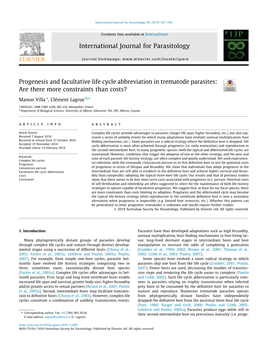 Progenesis and Facultative Life Cycle Abbreviation in Trematode Parasites