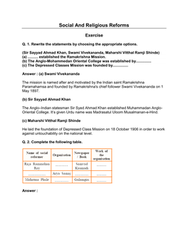 Social and Religious Reforms