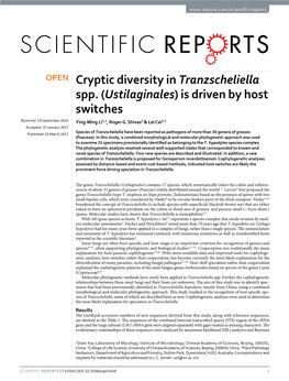 Ustilaginales) Is Driven by Host Switches Received: 19 September 2016 Ying-Ming Li1,2, Roger G