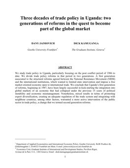 25 Years and Two Generations of Trade Reforms in Uganda