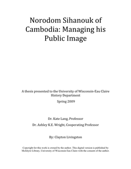 Norodom Sihanouk of Cambodia: Managing His Public Image