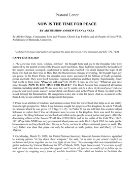 Pastoral Letter NOW IS the TIME for PEACE