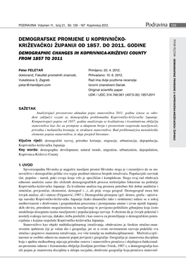 Demografske Promjene U Koprivničko-Križevačkoj Županiji Od