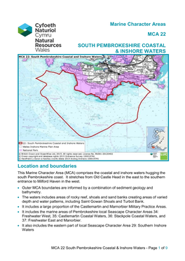 Marine Character Areas MCA 22 SOUTH PEMBROKESHIRE COASTAL & INSHORE WATERS