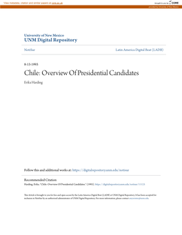 Chile: Overview of Presidential Candidates Erika Harding