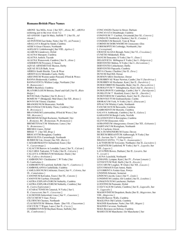 Romano-British Place Names